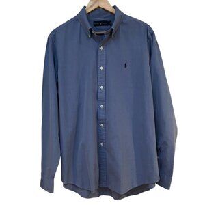 Ralph Lauren Blue crosshatch print 100% Cotton button down XL